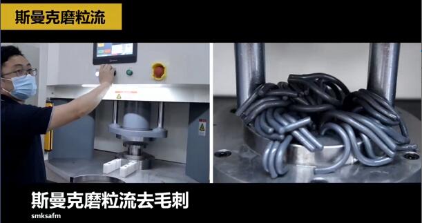液壓內(nèi)嚙合齒輪側(cè)壁上的小孔去毛刺，磨粒流比人工快幾十倍